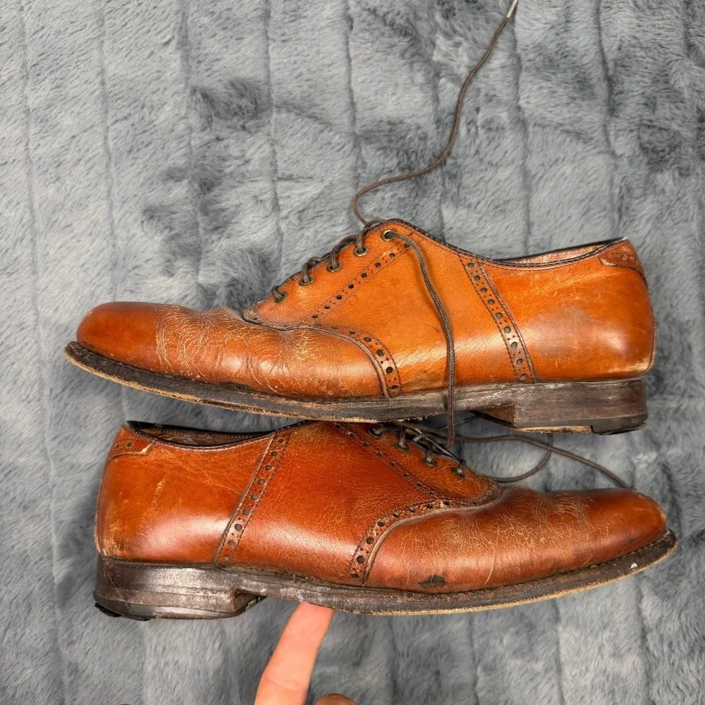 Alden 996 Shell Cordovan Saddle Shoes Mens 8 Brown Leather Oxford Brogue Dress